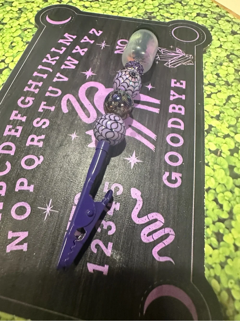 Handmade Purple Wing Letter Opener & Candle Scribe – Beaded Desk Tool